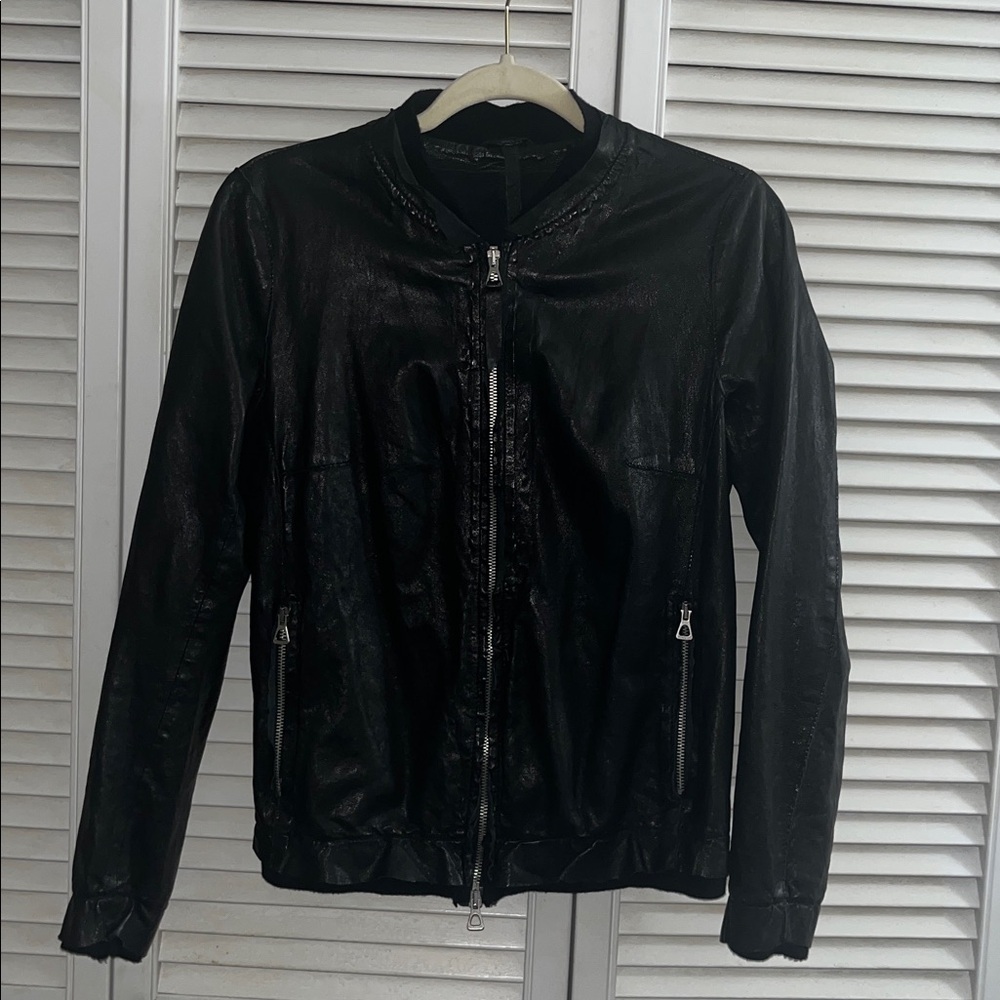 Marco Delli women’s leather bomber jacket made in Italy